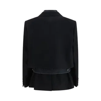 sacai Womens Black Wool Oves Aries Denim Jacket Clothing