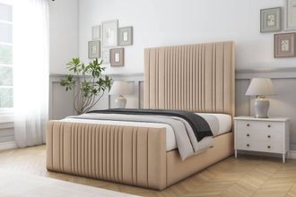 Comfort Beds The Foxy Plush Bed Frame - 50 Upholstered Headboard in Stone | Size: Single