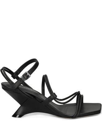 Vic Matié Swan strappy wedge sandals - women - Calf Leather/Calf Leather/Calf Leather - 40 - Black