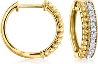 Ross-Simons Diamond Beaded Double-Row Hoop Earrings in 18kt Gold Over Sterling