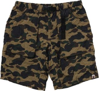 A Bathing Ape Crinkle Effect 1Stcamo Regular Fit Climbing Shorts Green 1L30-153-013-GRN