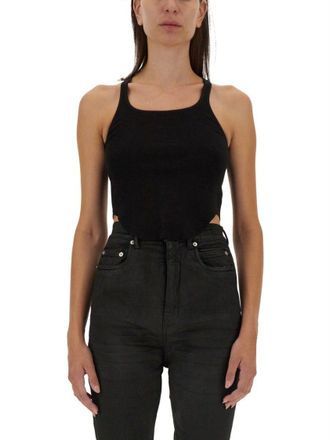 Rick Owens Fitted Black Cotton Tank Top
