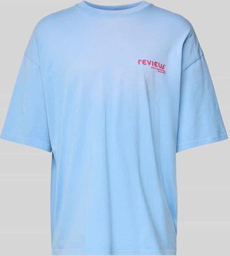 Review T-Shirt mit Label-Print in Hellblau, Gr&ouml;&szlig;e XS