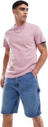 Lee relaxed fit double knee carpenter shorts in mid blue wash