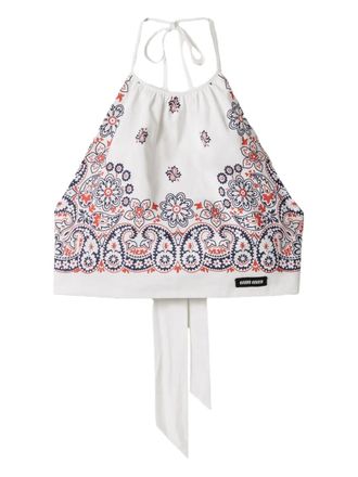 Miu Miu Cropped top met paisley print - Wit