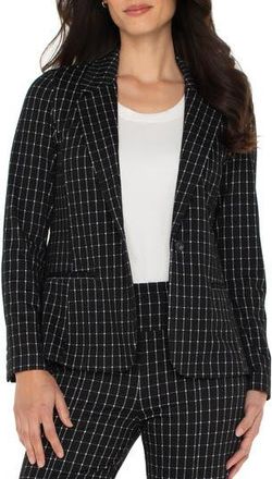 Liverpool L.A. Windowpane Check Fitted One-Button Blazer in Black/White Windowpane Check at Nordstrom Rack, Size X-Small