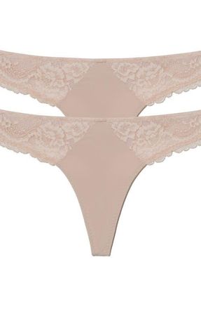 Skarlett Blue Minx Lace Thong 2-Pack in Cashmere/blush at Nordstrom, Size X-Large
