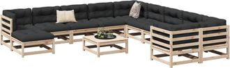 vidaXL Juego De Sof&aacute;s De Jard&iacute;n 12 Piezas Madera Maciza De Pino Vidaxl