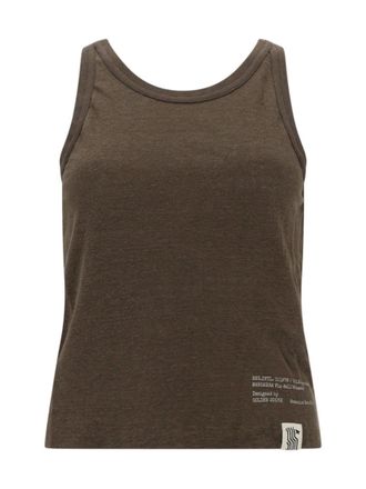 Golden Goose Brown Logo Round Neck Top