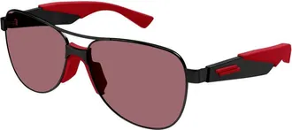 Bottega Veneta BV1231S004 Aviator Full Rim Sunglasses - Red