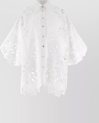 Dolce & Gabbana cut-out embroidery shirt with scalloped hem
