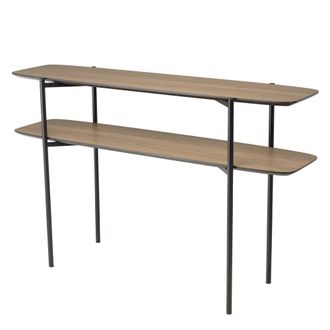 Macabane Consola doble 120x33cm color moka patas de metal negro