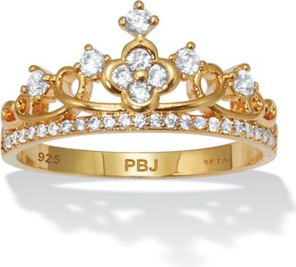 Palm Beach Jewelry 41 TCW CZ Gold-Plated Sterling Silver Crown Ring