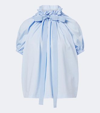 Patou Top de jersey de algod&oacute;n fruncido con lazo