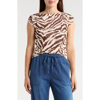 Sanctuary Meet You There Cap Sleeve Mesh Top in Run Wild at Nordstrom Rack, Size Medium