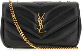 Saint Laurent Black Nappa Leather Small Loulou Shoulder Bag