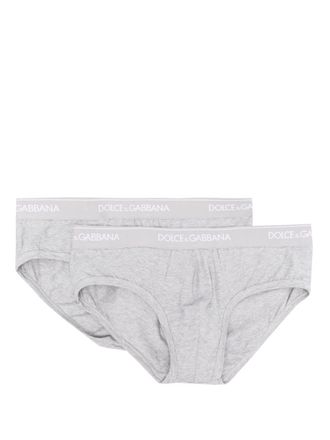 Dolce & Gabbana logo-waistband cotton briefs (pack of two) - Grey