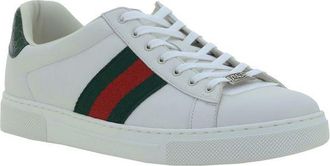 Gucci Leather with Web Stripe Sneakers - White