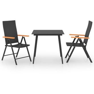 vidaXL Juego De Comedor Para Jard&iacute;n 3 Piezas Negro Y Marr&oacute;n Vidaxl