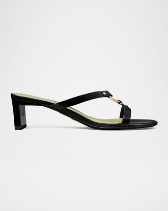 Tory Burch Leather Ring Heeled Slide Sandals