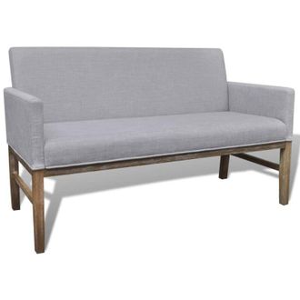 vidaXL Panca con Cuscino Imbottito Tessuto Legno Hevea Grigio Chiaro - Vidaxl