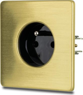 OEM Enchufe El&eacute;ctrico Individual De Acero Cepillado Negro Y Lat&oacute;n Pvd
