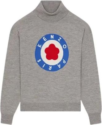 Kenzo Truien & Vesten, Heren, Grijs, S, Wol, Target Turtleneck