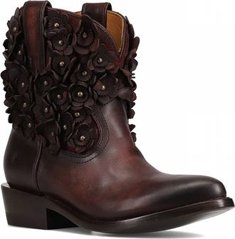 Frye Womens Billy Flower Boots In Cherry Lacquer