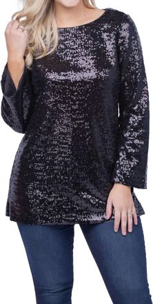 Tyler B&ouml;e Bell Sleeve Sequin Top In Black