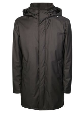 Herno High-Collar Insulated Wool Knit Jacket