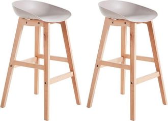 Beliani Set of 2 Bar Chairs MICCO Taupe