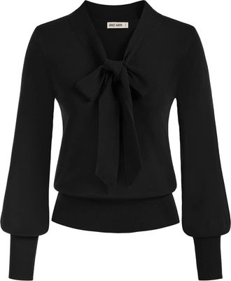 Grace Karin Casual Daily Sweater for Women Elastic V-Neck Pullover Lightweight Office Long Sleeve Knitted Tops Black XXL