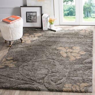 Safavieh Florida Shag Machine Made Area Rug, Grey / Beige Shag & Flokati Style Easy Care