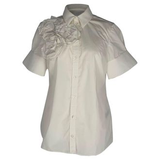 Erdem Erdem Floral-Appliqu&eacute; Shirt in White Cotton