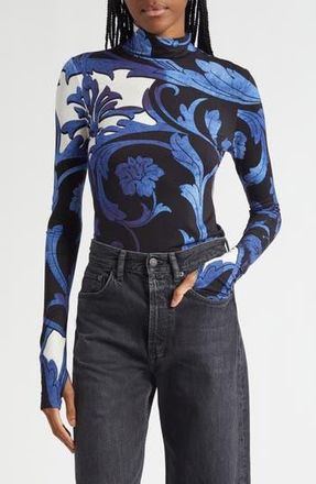 Alice & Olivia Delaina Print Turtleneck Crop Top in Regal Retreat at Nordstrom Rack, Size Medium