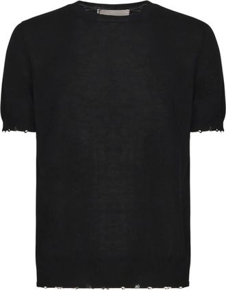 Amaranto Zwarte Katoenen T-shirts en Polos - Heren - T-shirts - Zwart - M - Katoen - Tops
