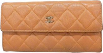 Chanel Brown Grained Calfskin Long Wallet (Bi-Fold) (Pre-Owned)