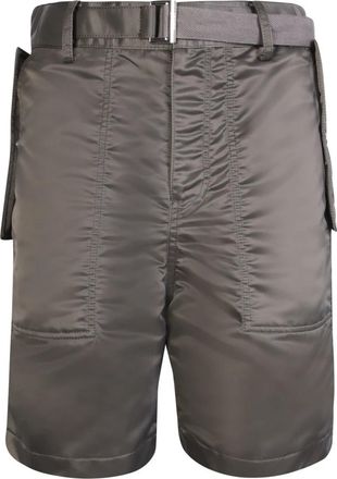 sacai Tailored shorts met gespsluiting - Heren - Korte Broeken - Groen - XS - Leer - Korte Broeken