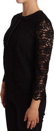 Dolce & Gabbana Womens Black Floral Lace Nylon Blouse Top