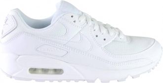 Nike Mens Air Max 90 Running Shoes In White White White Wolf Gray