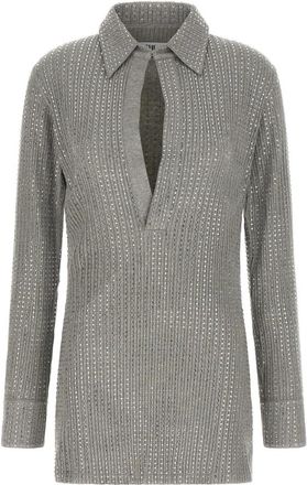 The Attico Rhinestone Mini Dress - Dames - Korte kleedjes - Grijs - S - Katoen - Kleedjes