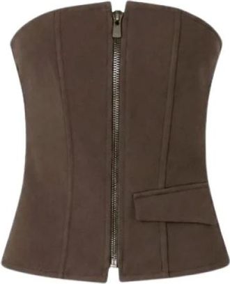 Pinko Gehaakt mouwloos topje - Dames - Tops zonder mouwen - Bruin - M - Nylon - Tops