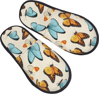 Generic Fluffy Slippers Butterflies Cozy Hotel Slippers Portable Anti-Slide Slipper For Room Indoor Bedroom L