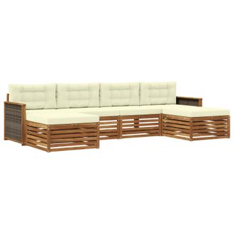 vidaXL Juegos De Sof&aacute;s Con Coj&iacute;n 6 Pcs Madera De Acacia S&oacute;lida Vidaxl