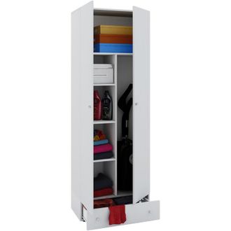 ebuy24 Vcm Gabinete De Escoba De Madera 6 Compartimentos Dimensiones:. An. 70 X Al. 196 X T. 40 Cm Gabinete Dom&eacute;stico Armario Multiusos Caj&oacute;n Extra - Vandol 