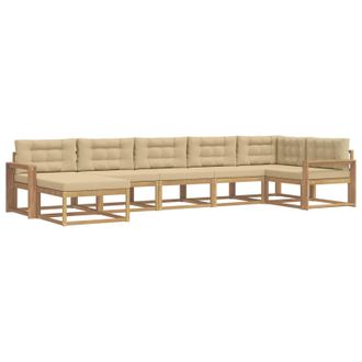 vidaXL Conjunto De Sof&aacute;s De Exterior Con Coj&iacute;n 7 Pcs Y Beige Vidaxl