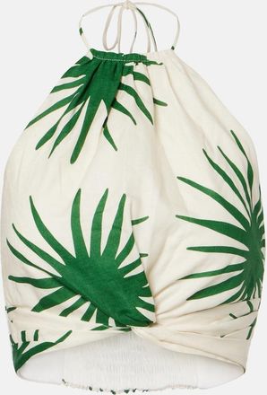 Cala de la Cruz Lodi printed halterneck linen crop top