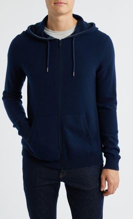Robert Barakett Xander Cashmere Hooded Zip Cardigan in Dark Blue at Nordstrom, Size Xx-Large