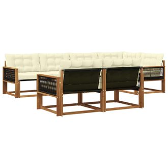 vidaXL Conjunto De Sof&aacute;s De Exterior Con Coj&iacute;n 7 Pcs Natural Y Crema Vidaxl