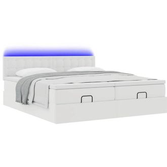vidaXL Estructura Cama Otomana Colchones Cuero Sint&eacute;tico Blanco Vidaxl